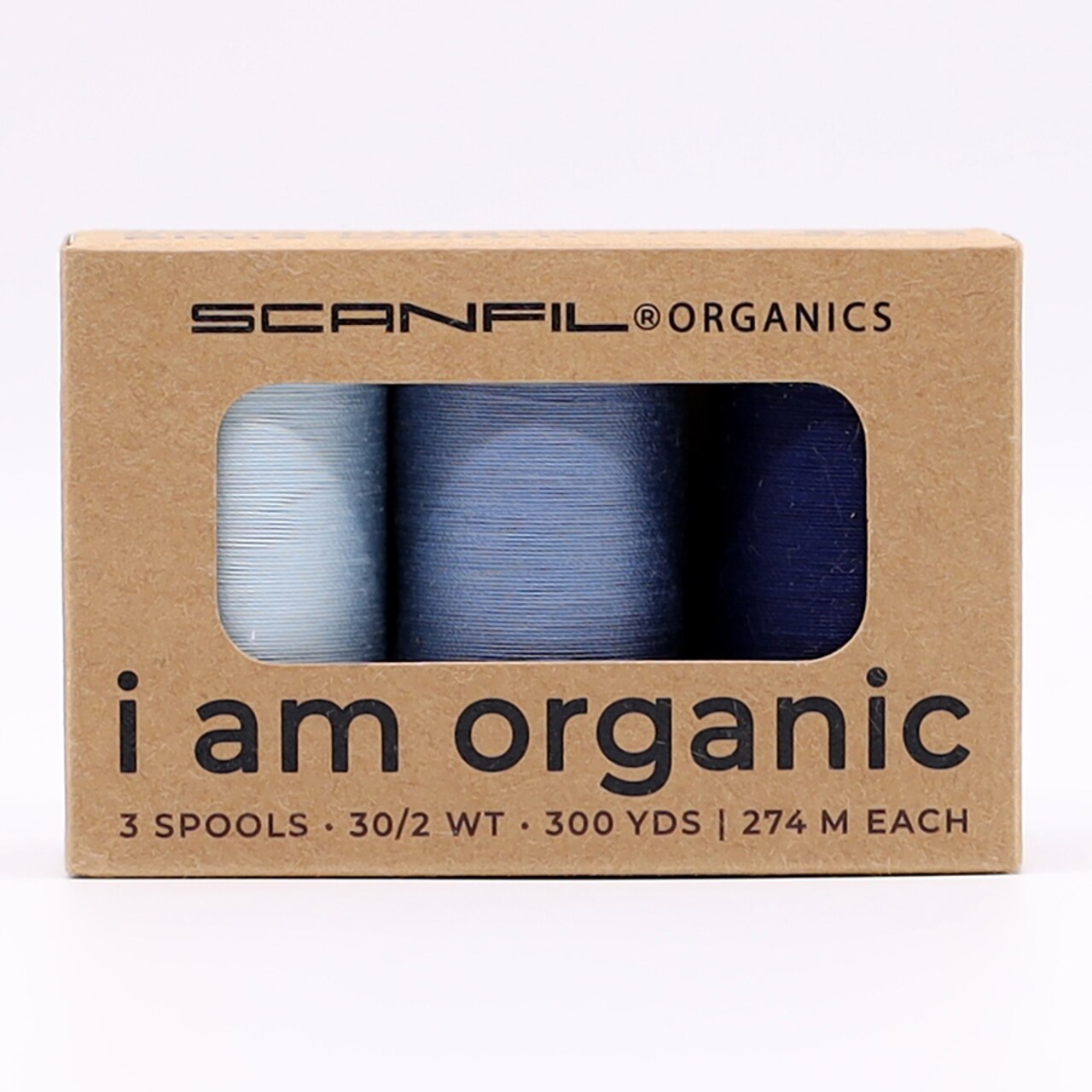 30wt Organic Pima Cotton Thread Trio Set 3ct Denim Blues 300 Yards Spools